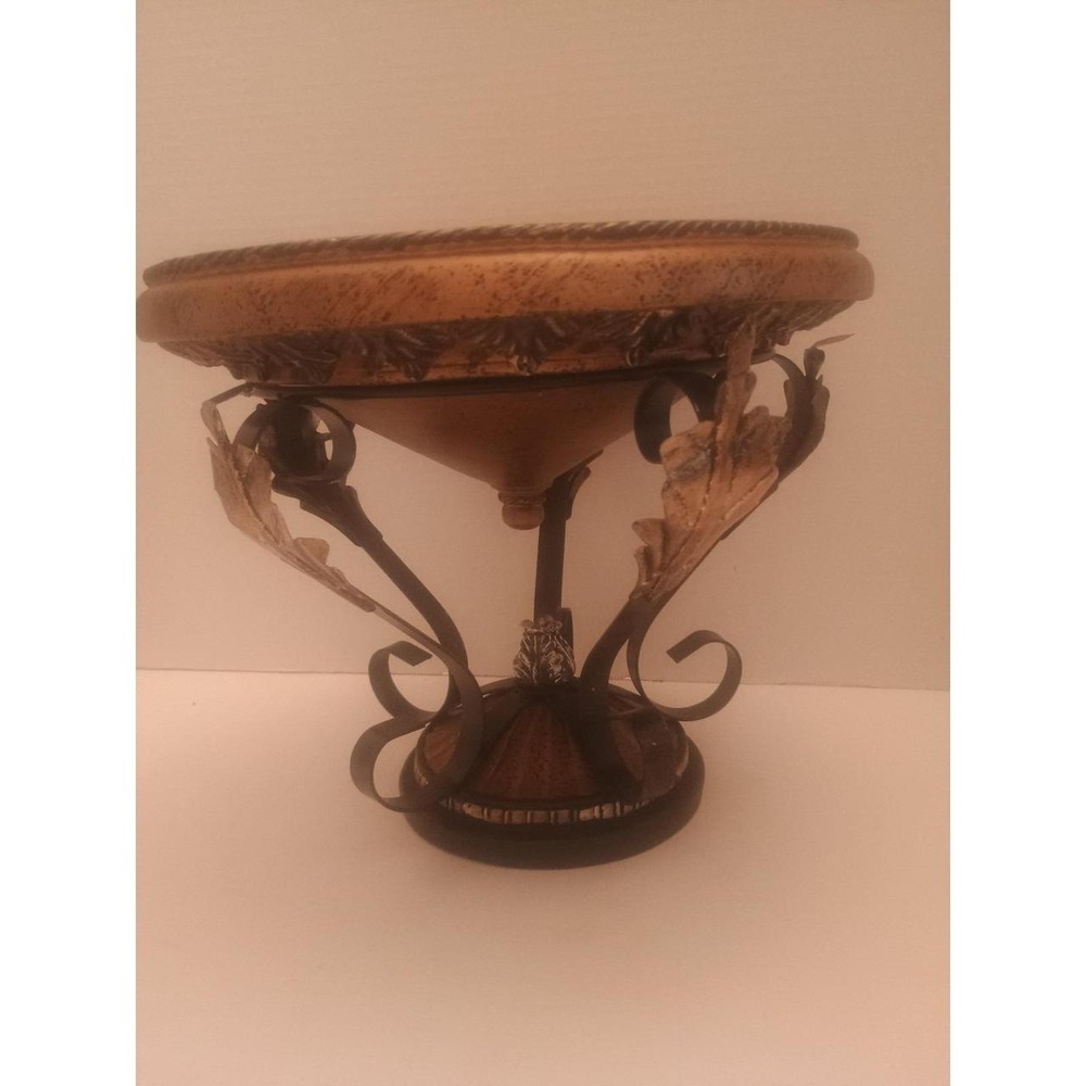 Vintage Decorative Centerpiece Bowl- Gold Metal Leaf Pattern